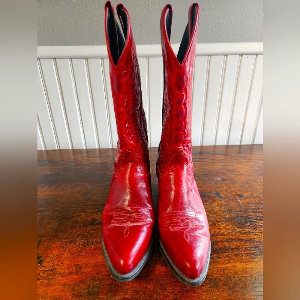 Miss Capezio Vintage Red Leather Cowgirl Boots size 8